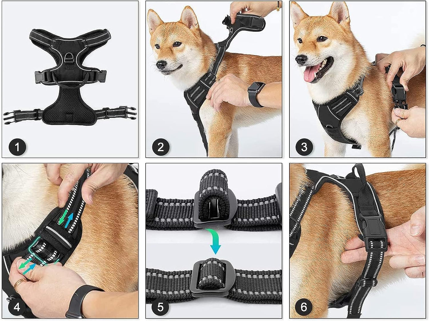 No Pull Dog Harness, Light up Dog Harness There Are 3 Light Modes with Control Handle and Reflective Strap, Adjustable Breathable Dog Vest Suitable for Small, Medium, Large Dogs(S)