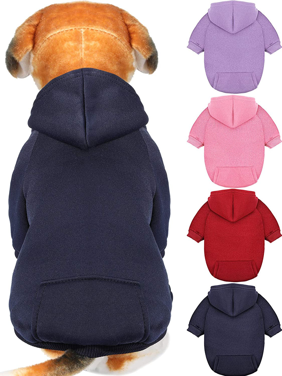 4 Pieces XXS Dog Sweaters Dog Hoodie Clothes with Hat for Small Dogs Puppy Pet Winter Warm Hoodies Coat Sweater Shirt Chihuahua Clothes with Pocket