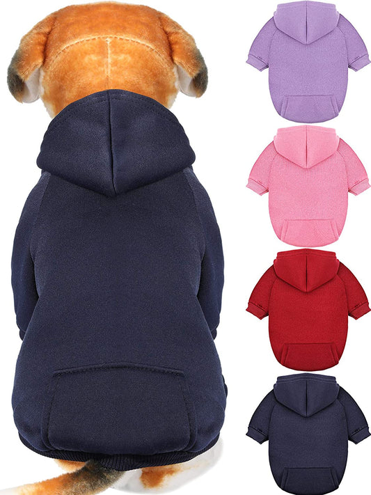 4 Pieces XXS Dog Sweaters Dog Hoodie Clothes with Hat for Small Dogs Puppy Pet Winter Warm Hoodies Coat Sweater Shirt Chihuahua Clothes with Pocket