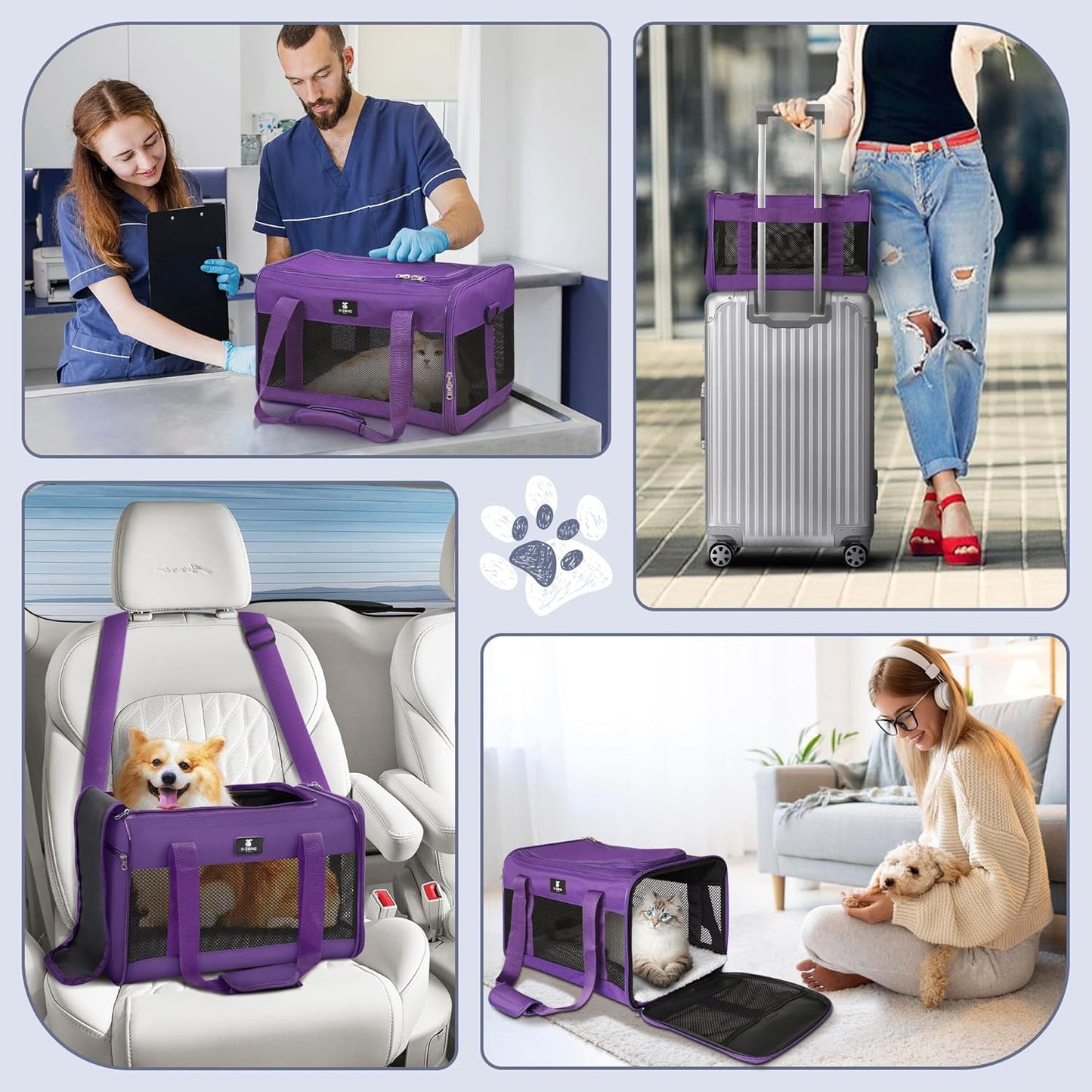 Cat Carrier Pet Carrier Portable Kitten Carrier for Small Medium Cats under 25 Lbs,Cat Carrying Case with Removable Fleece Pad,Airline Approved Soft Sided Pet Travel Carrier