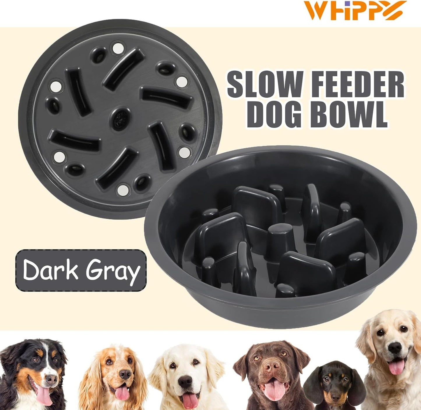 Slow Feeder Dog Bowl - BPA, PVC, and Phthalate-Free - Suitable for Most Raised Feeders - Non-Slip Maze Design - Can Be Used for All Food Types