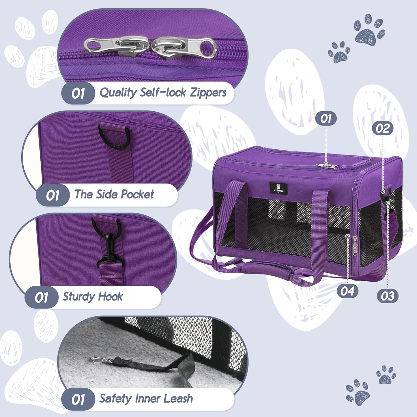 Cat Carrier Pet Carrier Portable Kitten Carrier for Small Medium Cats under 25 Lbs,Cat Carrying Case with Removable Fleece Pad,Airline Approved Soft Sided Pet Travel Carrier